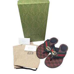 Gucci Kika Interlocking GG Thong Flip Flop Sandal Size EU 38